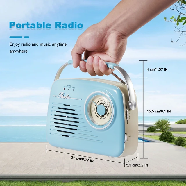 Alt view image 2 of 7 - Portable Am Fm Radios, Radio Bluetooth Support Battery Operated and Plug in Wall for Home/Outdoor, Large Dial Easy to Use, Gifts for Seniors Elderly (Blue)
