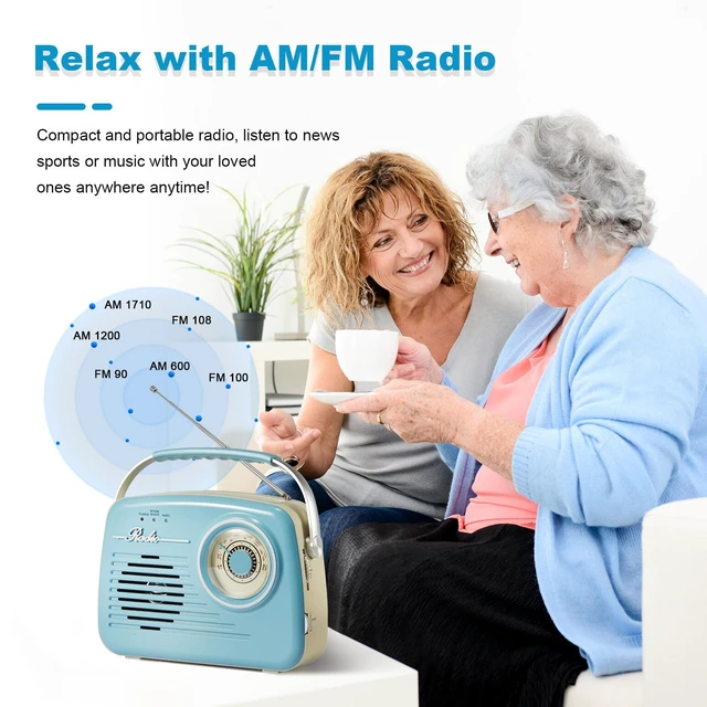 Alt view image 3 of 7 - Portable Am Fm Radios, Radio Bluetooth Support Battery Operated and Plug in Wall for Home/Outdoor, Large Dial Easy to Use, Gifts for Seniors Elderly (Blue)