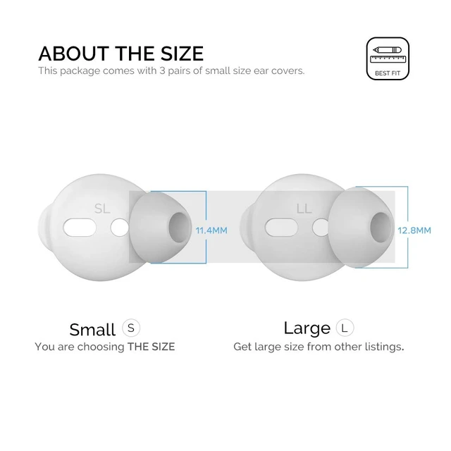 Alt view image 2 of 7 - 3 Pairs AirPods Ear Tips Silicone Earbuds Cover Added Storage Pouch, Noise Reduction, Anti Slip, Secure Fit, Comfortable Silicone Ear Tips Compatible with Apple AirPods