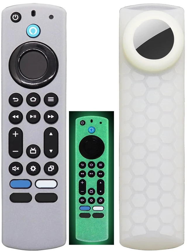 Main image of for Toshiba Remote Airtag Cover Glow for Insignia TV NS-RCFNA-21 CT-RC1US-21 CT-95018 Alexa Voice Remote Control with Holde for Tile Sticker,Silicone Tracker Case for Tile Sticker,Glow Green