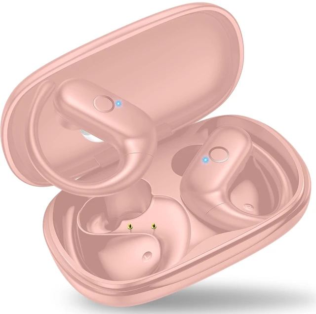 Main image of Wireless Earbuds Bluetooth Headphones,Over Ear Buds for Sport with Deep Bass Sound,60Hrs Playtime Earphones Designed Comfort Fit with Earhooks for Running,Meeting,Workout-Pink
