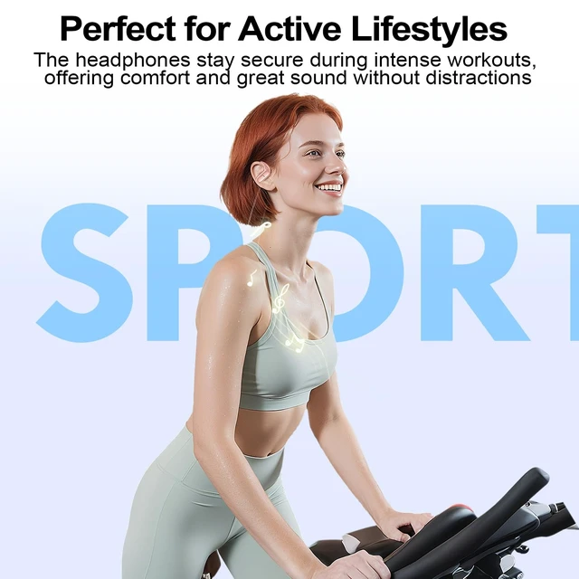 Alt view image 6 of 7 - Wireless Earbuds Bluetooth Headphones,Over Ear Buds for Sport with Deep Bass Sound,60Hrs Playtime Earphones Designed Comfort Fit with Earhooks for Running,Meeting,Workout-Pink
