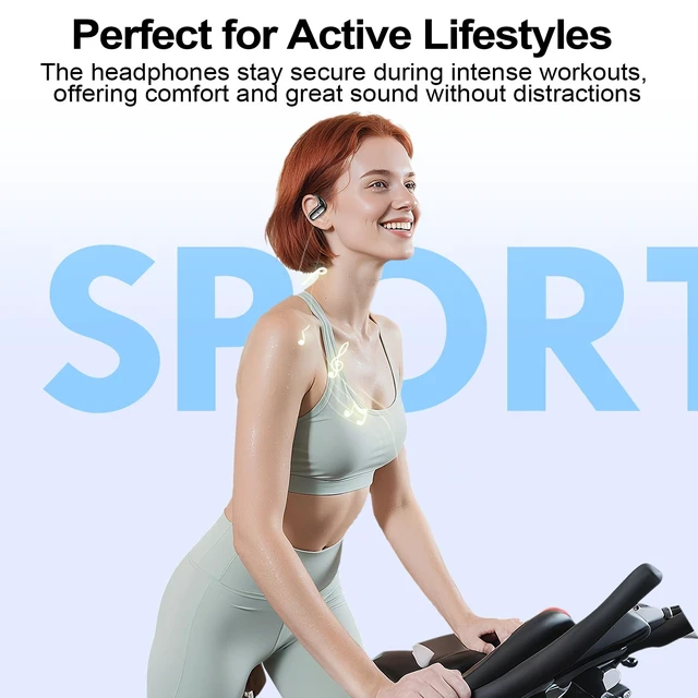 Alt view image 6 of 7 - Wireless Earbuds Bluetooth Headphones,Over Ear Buds for Sport with Deep Bass Sound,60Hrs Playtime Earphones Designed Comfort Fit with Earhooks for Running,Meeting,Workout-Black