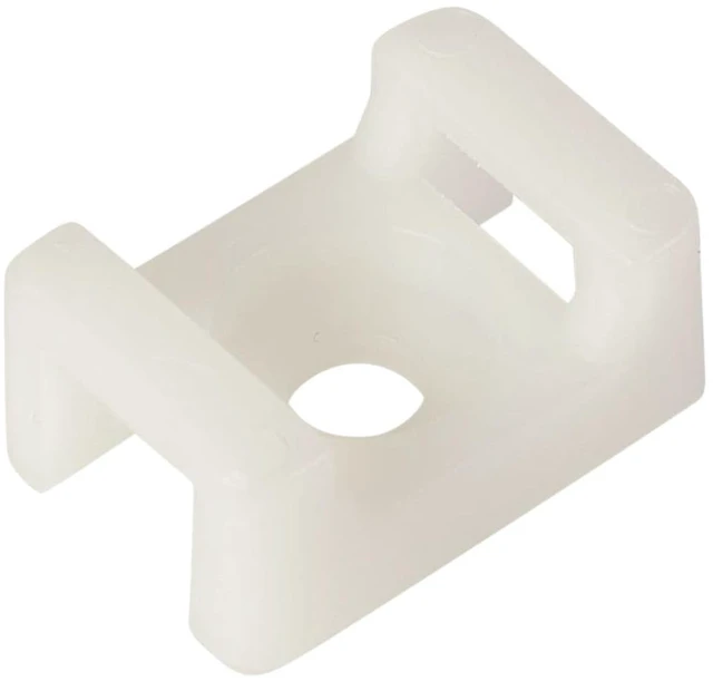 Main image of 100 Pack Of White/Clear Screw Mounts, Zip Ties Up To 0.35" Wide, Saddle Type Zip Tie Anchors