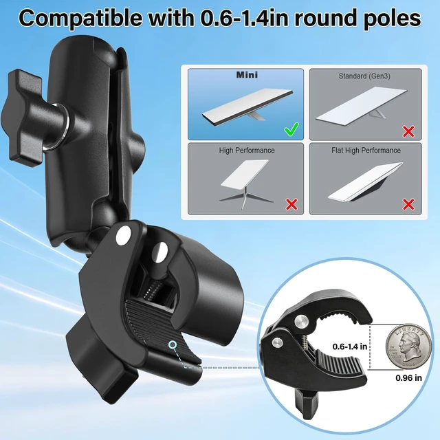 Alt view image 4 of 7 - Starlink Mini Mount-360° Adjustable Pipe Clamp Mount for Starlink Mini Dish,Pole Mount Adapter for Round Tubes 0.6-1.4in Diameter,Rust-Proof Starlink Mini Accessories for RV, Boat, Camper,Balcony
