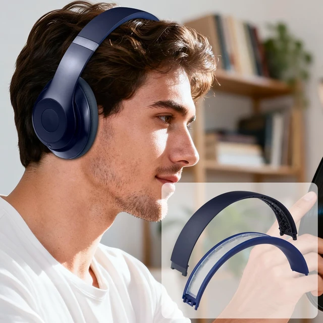 Alt view image 5 of 7 - Top+Bottom Headband for Beats Studio Pro Noise Cancelling Headphones, Replacement Headstrap Repair Part - Navy Blue