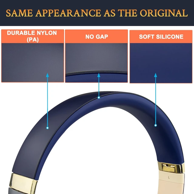 Alt view image 6 of 7 - Top+Bottom Headband for Beats Studio Pro Noise Cancelling Headphones, Replacement Headstrap Repair Part - Navy Blue