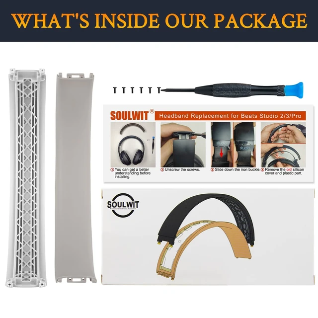 Alt view image 7 of 7 - Top+Bottom Headband for Beats Studio Pro Noise Cancelling Headphones, Replacement Headstrap Repair Part - Sand Stone