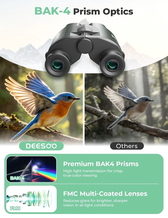 Alt view image 3 of 7 - 25x32 Compact Binoculars for Adults Kids, High Power BAK4 FMC Lightweight Lightweight Pocket Size for Travel, Eyeglass Friendly, Small Binoculars for Cruise Ship, Clear Vision for Bird Watching
