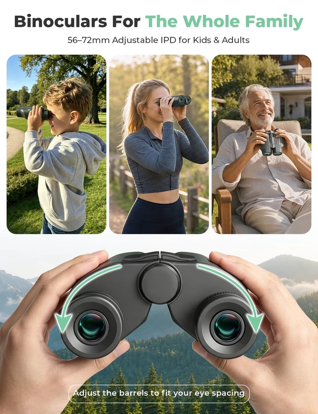 Alt view image 6 of 7 - 25x32 Compact Binoculars for Adults Kids, High Power BAK4 FMC Lightweight Lightweight Pocket Size for Travel, Eyeglass Friendly, Small Binoculars for Cruise Ship, Clear Vision for Bird Watching