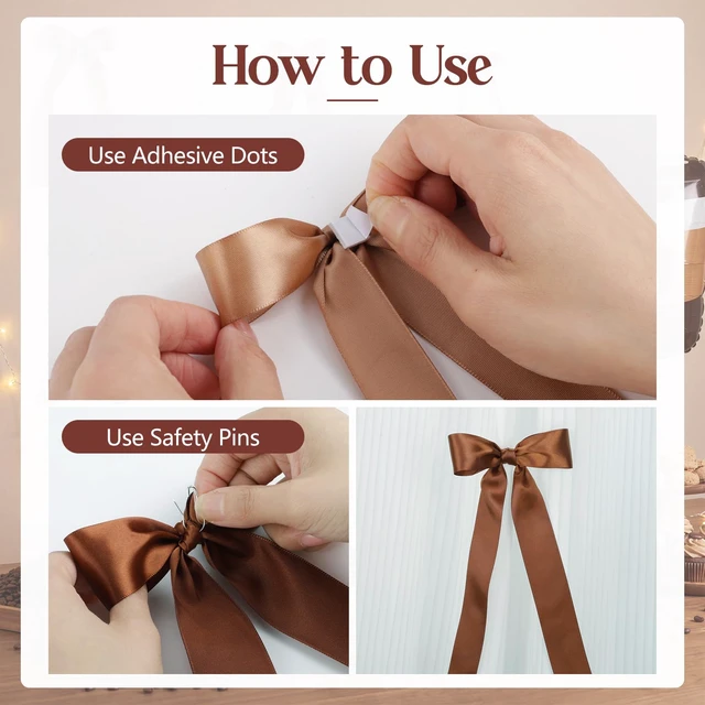 Alt view image 3 of 7 - Brown Bow Wall Decor 48 Pcs Brown Ribbon Bows for Bridal Shower Decorations Fall Bow for Love is Brewing Bridal Shower Decorations, Baby is Brewing, Espresso Martini Party Decor, Bachelorette Party
