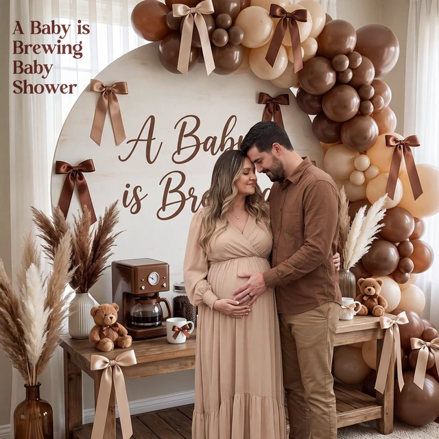 Alt view image 5 of 7 - Brown Bow Wall Decor 48 Pcs Brown Ribbon Bows for Bridal Shower Decorations Fall Bow for Love is Brewing Bridal Shower Decorations, Baby is Brewing, Espresso Martini Party Decor, Bachelorette Party