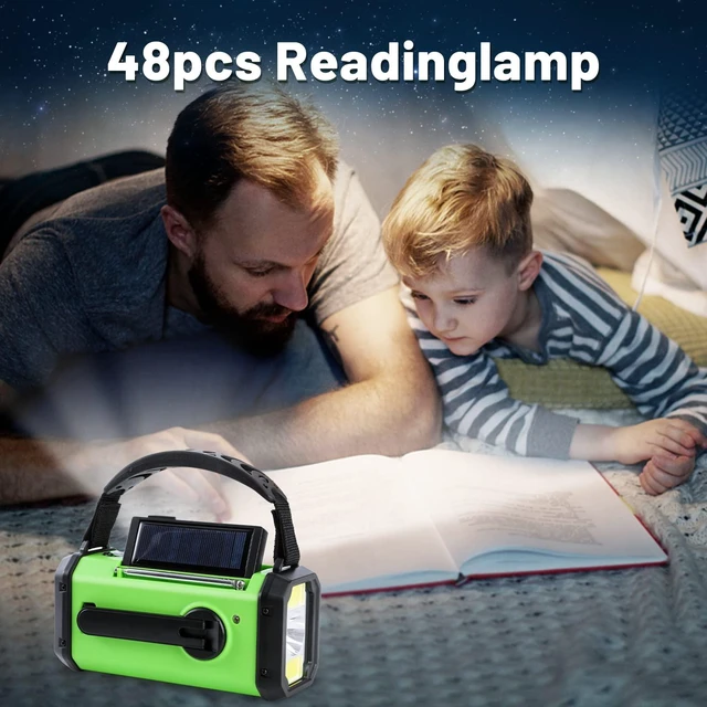 Alt view image 7 of 7 - Emergency Hand Crank Radio with 10000mAh/37000mWh Battery Backup, AM FM NOAA Weather Radio, Type-C Charge,Solar Radio,SOS, 3 Modes LED FlashlightReading Lamp, Compass for Outdoor Survival