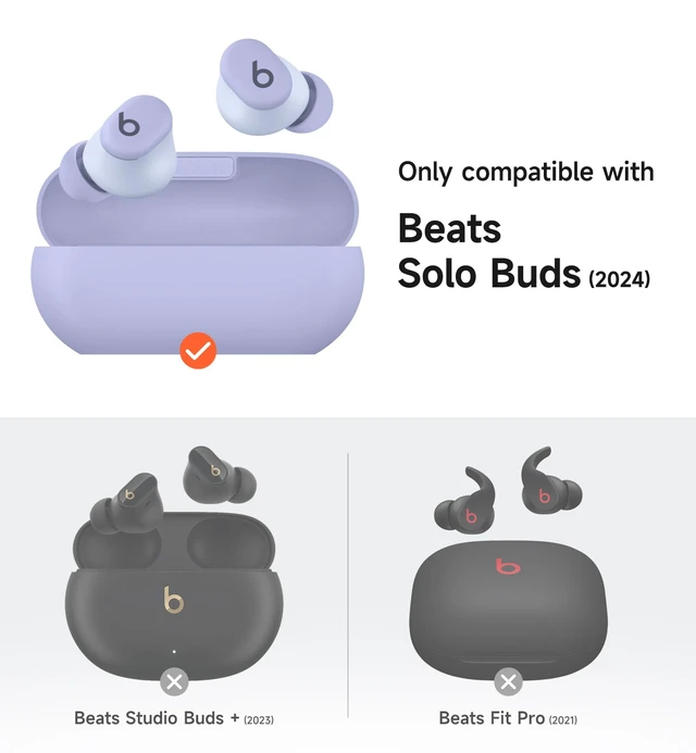 Alt view image 2 of 7 - Cases for Beats Solo Buds 2024 Case Cover, Magnetic Protective Covers for Beats Solo Buds Wireless Earbuds, Rugged Bumper Case with Magnetic Lok & Carabiner & Keyring & Cleaning Kit, Purple