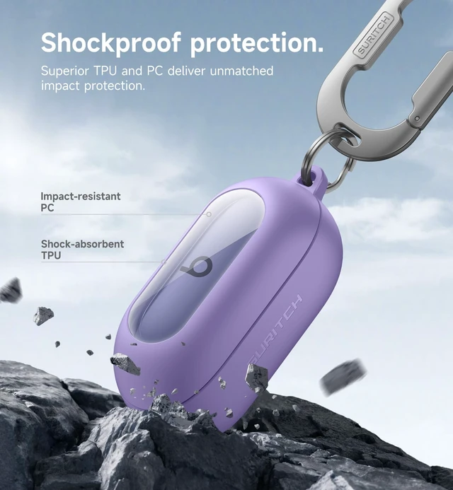 Alt view image 4 of 7 - Cases for Beats Solo Buds 2024 Case Cover, Magnetic Protective Covers for Beats Solo Buds Wireless Earbuds, Rugged Bumper Case with Magnetic Lok & Carabiner & Keyring & Cleaning Kit, Purple
