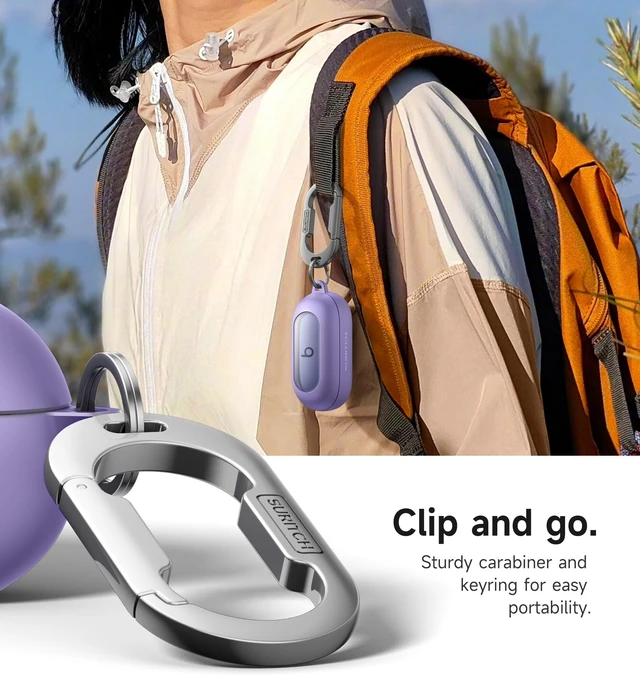 Alt view image 5 of 7 - Cases for Beats Solo Buds 2024 Case Cover, Magnetic Protective Covers for Beats Solo Buds Wireless Earbuds, Rugged Bumper Case with Magnetic Lok & Carabiner & Keyring & Cleaning Kit, Purple