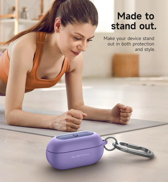 Alt view image 7 of 7 - Cases for Beats Solo Buds 2024 Case Cover, Magnetic Protective Covers for Beats Solo Buds Wireless Earbuds, Rugged Bumper Case with Magnetic Lok & Carabiner & Keyring & Cleaning Kit, Purple
