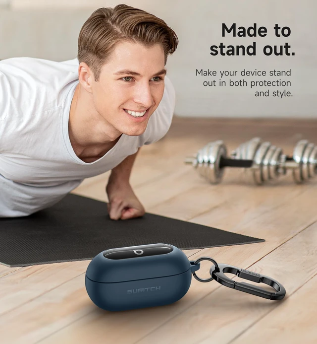 Alt view image 7 of 7 - Cases for Beats Solo Buds 2024 Case Cover, Magnetic Protective Covers for Beats Solo Buds Wireless Earbuds, Rugged Bumper Case with Magnetic Lok & Carabiner & Keyring & Cleaning Kit, Navy