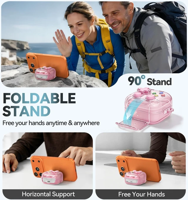 Alt view image 3 of 7 - for Samsung Galaxy Buds 4 Pro/Galaxy Buds 4 Case (Clear Pink) with Safety Lock, with Pressable Button, As Phone Stand, Cool Funny Gifts Case, for Women Men, To Relief Stress