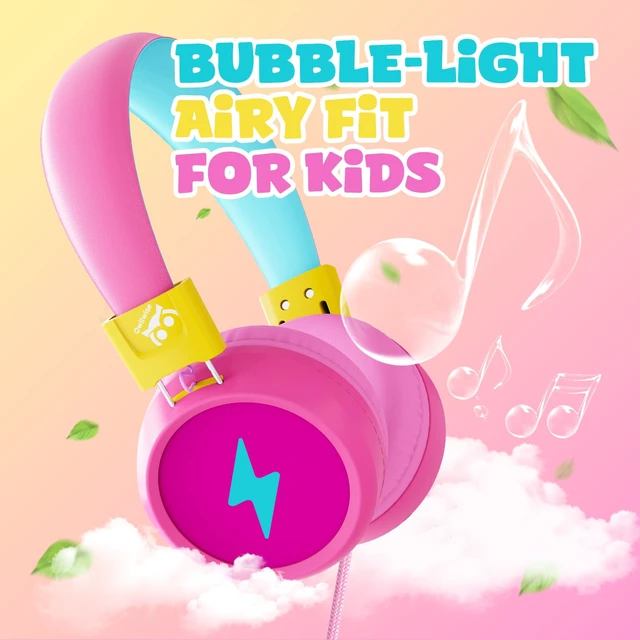 Alt view image 6 of 7 - Kids Headphones with Cord with Mic, 85/94dB Safe Volume Limit HD mic, over-ear foldable, 3.5mm for iPad, tablet/computer, Kids Wired Headphones for school, travel, boys girls Flare Series