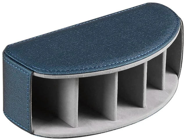 Alt view image 4 of 6 - Leather Remote Control Holder,TV Remote Caddy with 5 Compartments,Desktop Organizer,for Store TV,DVD,Blu-Ray,Media Player,Heater Controllers(Blue)