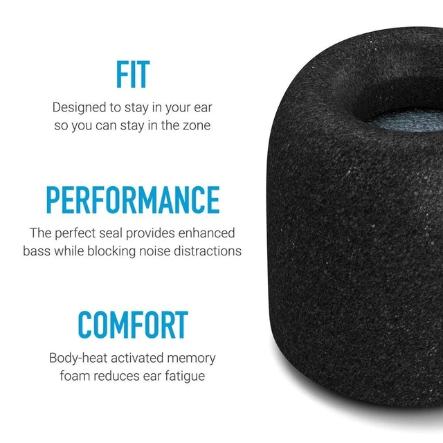 Alt view image 2 of 6 - Memory Foam Replacement Ear Tips, Black, Medium (3 Pairs) For Beats Powerbeats Pro, Beats Flex, Beats X, Powerbeats 1, 2, 3, Ultimate Comfort, Secure Fit, Superior Noise Isolation