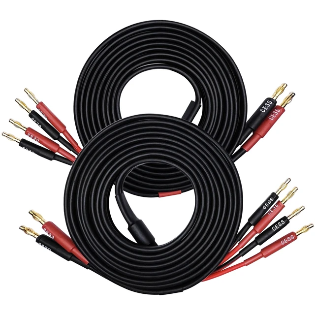 Alt view image 4 of 6 - Bi-Wire Banana Plug Splitter Speaker Cable, 2-Pack (10 feet) 12 Gauge 680 strand count silicone soft rubber cable, 2 to 4 Banana Plugs