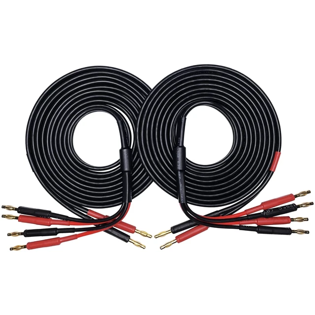 Alt view image 6 of 6 - Bi-Wire Banana Plug Splitter Speaker Cable, 2-Pack (10 feet) 12 Gauge 680 strand count silicone soft rubber cable, 2 to 4 Banana Plugs