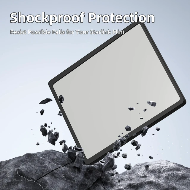 Alt view image 4 of 6 - Starlink Mini Protective Cover, Liquid Silicone Back Case Black Starlink Mini Case Cover with Anti-Reflection Sticker