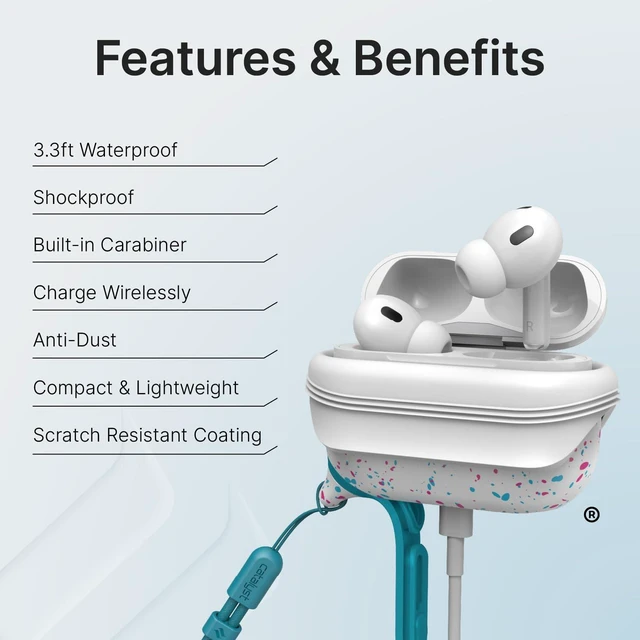 Alt view image 3 of 7 - Case for AirPods Pro 3, Waterproof IP67 & Drop-Proof Silicone Case Cover for Apple Airpod Pro 3, Wireless Charging Compatible, One-Piece Design with Carabiner for Active Lifestyles