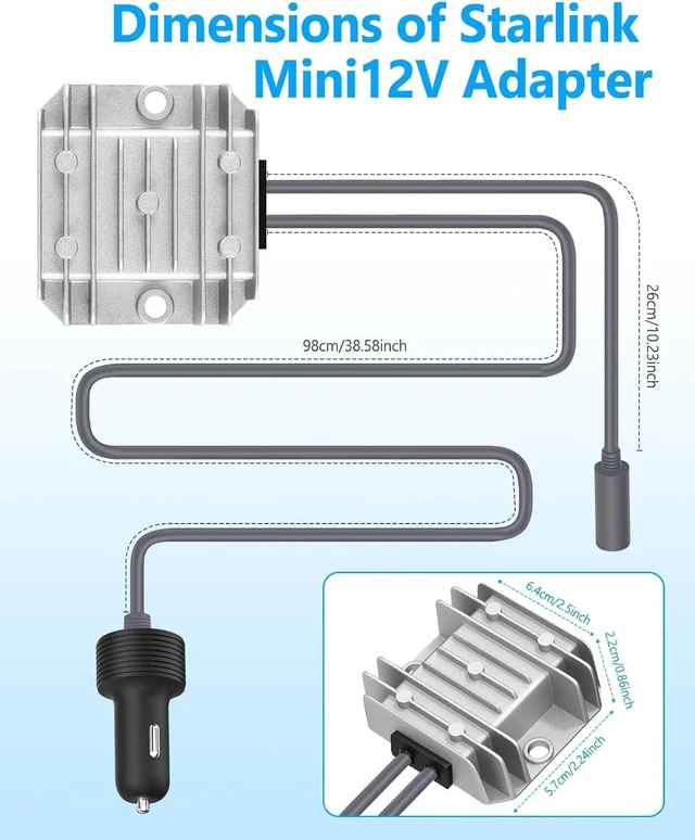 Alt view image 3 of 7 - Starlink Mini Cable Car Adapter with Step Up Converter 12V Power Cable with Cigarette Lighter Plug,10-24V to 30V 3.5A Conversion Kit,For Truck RV,No Worry for Voltage Drop or Rise