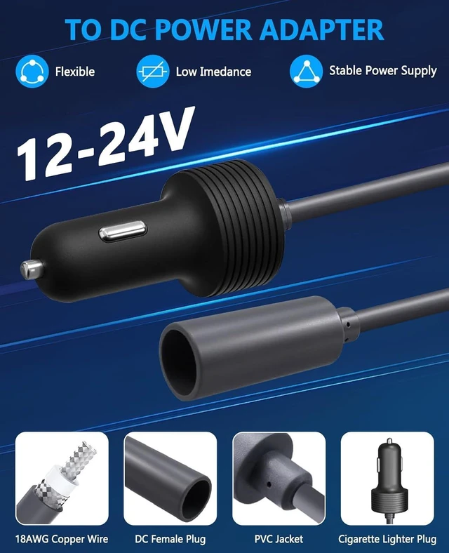 Alt view image 5 of 7 - Starlink Mini Cable Car Adapter with Step Up Converter 12V Power Cable with Cigarette Lighter Plug,10-24V to 30V 3.5A Conversion Kit,For Truck RV,No Worry for Voltage Drop or Rise