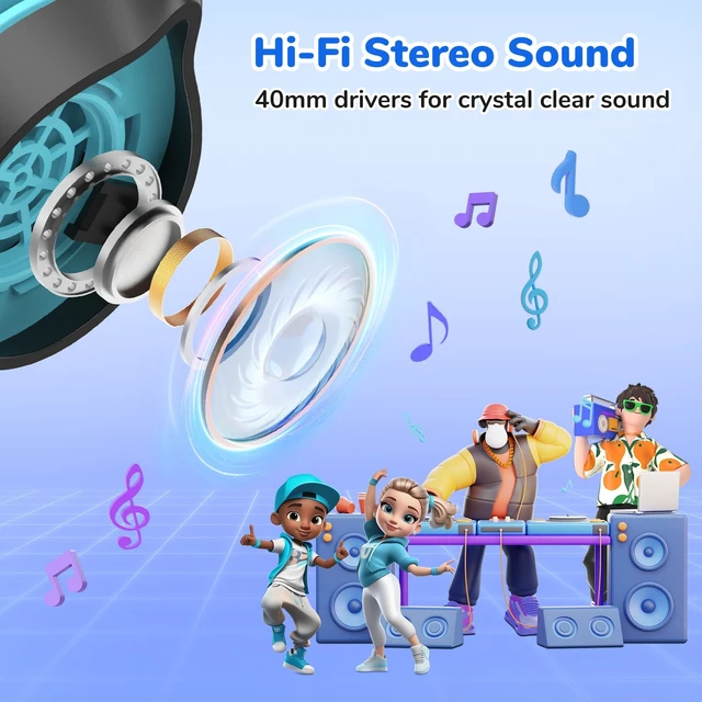 Alt view image 5 of 7 - S1 Kids Headphones, Wired Headphones for Kids, Lightweight, Black Stereo Sound, Adjustable Headband, 85dB Volume Limit, Portable On-Ear Headphone for School/Travel/Boys/Girls/PC/Tablet, Black