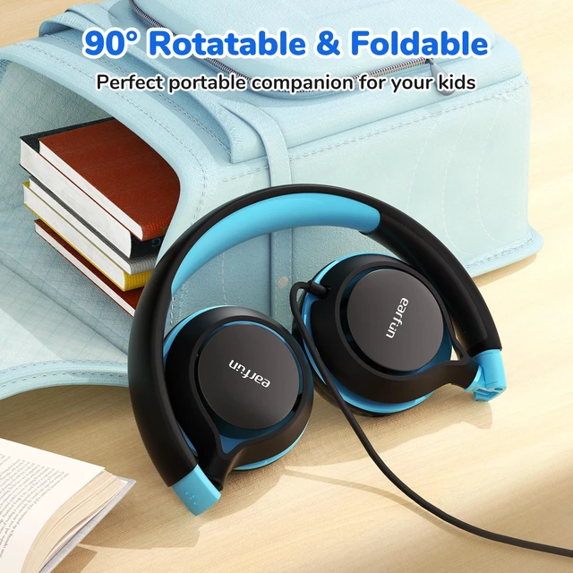 Alt view image 6 of 7 - S1 Kids Headphones, Wired Headphones for Kids, Lightweight, Black Stereo Sound, Adjustable Headband, 85dB Volume Limit, Portable On-Ear Headphone for School/Travel/Boys/Girls/PC/Tablet, Black