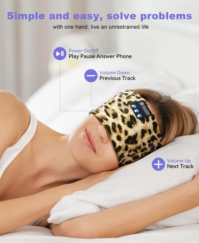 Alt view image 4 of 7 - Sleep Sport Headphones Wireless Bluetooth 5.4 Headband Headphone Sleeping Earphones for Side Sleepers Removable and Washable Headbands Earbuds for Running Workout Unique Gifts for Women Men