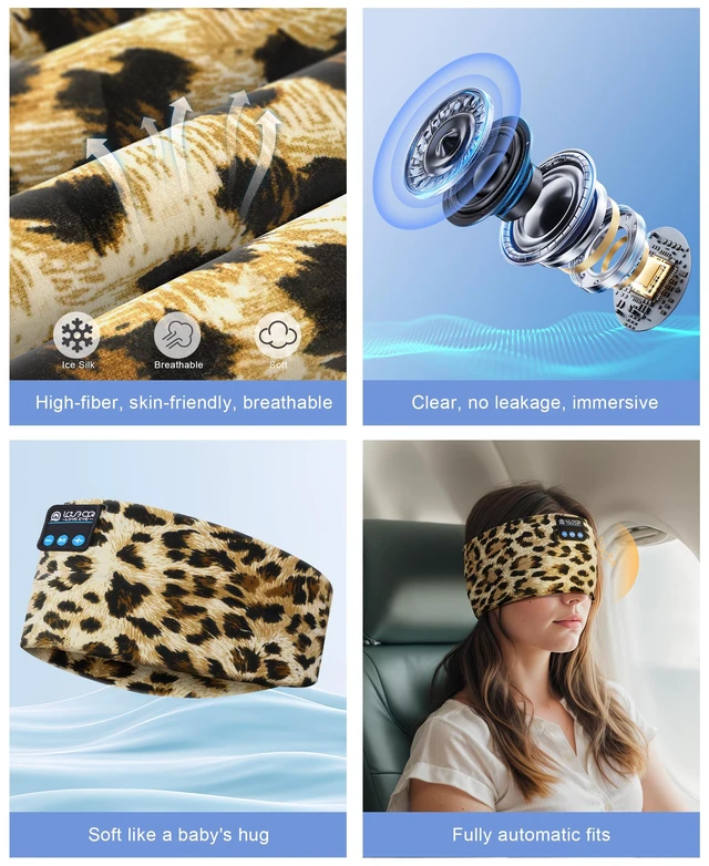 Alt view image 6 of 7 - Sleep Sport Headphones Wireless Bluetooth 5.4 Headband Headphone Sleeping Earphones for Side Sleepers Removable and Washable Headbands Earbuds for Running Workout Unique Gifts for Women Men