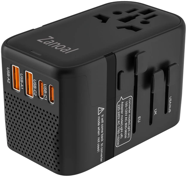 Main image of 220V to 110V Voltage Converter,US to Europe Travel Converters,Universal International Travel Power Adapter with 2 Type C and 2 USB A Port,DC PD20W & QC 18W, Multi-Plug USA/UK/EU/AUS/China Converter