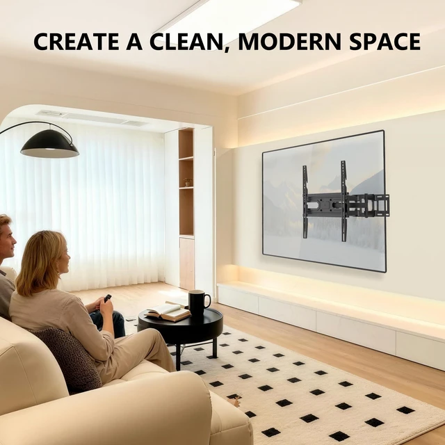 Alt view image 6 of 6 - Full Motion TV Wall Mount for 3270 Inch TVs Dual Articulating Mount with Swivel, Tilt & Extension VESA up to 400x400mm Fits 12/16" Wood Studs Holds Up to 88 lbs