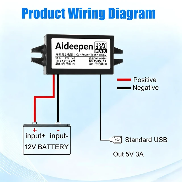 Alt view image 6 of 6 - 2 PCS 12v to 5v DC Converter Buck Module, 12v to 5v 3A 15W Converter DC Buck Converter Module DC Car Power Converter Adapter(Single-Head USB)