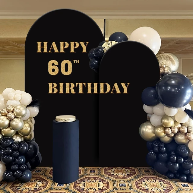Alt view image 3 of 6 - Set of 2 Arch Backdrop Cover 7.2FT, 6FT Black and Happy 50th 60th 70th Birthday Decal Sign - Adjustable Arch Covers Stretchy Backdrop for Wedding Birthday Party Baby Shower Decoration