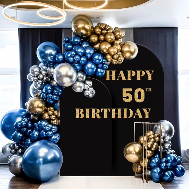 Alt view image 6 of 6 - Set of 2 Arch Backdrop Cover 7.2FT, 6FT Black and Happy 50th 60th 70th Birthday Decal Sign - Adjustable Arch Covers Stretchy Backdrop for Wedding Birthday Party Baby Shower Decoration