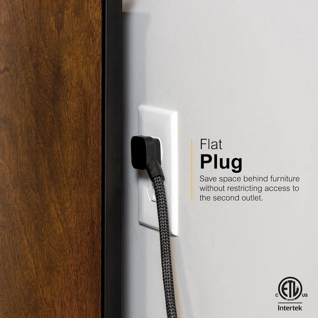 Alt view image 3 of 7 - Sur Protector Power Strip with USB Ports, 3 Ft Braided Extension Cord 1780 Joules, 8 Outlet Extender, 2 USB-A Ports, Flat Plug, ETL Safety Listed, Black, 73776