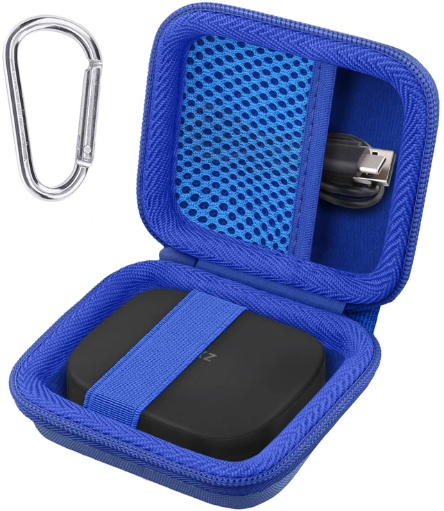 Main image of Hard Case for SHOKZ OpenFit Pro Open-Ear Earbuds, Blue Mesh Accessory Pocket, Charging Cable Storage, Lightweight Design, Carabiner Clip
