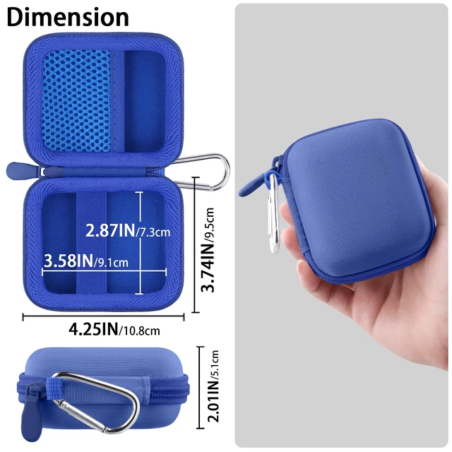 Alt view image 6 of 7 - Hard Case for SHOKZ OpenFit Pro Open-Ear Earbuds, Blue Mesh Accessory Pocket, Charging Cable Storage, Lightweight Design, Carabiner Clip