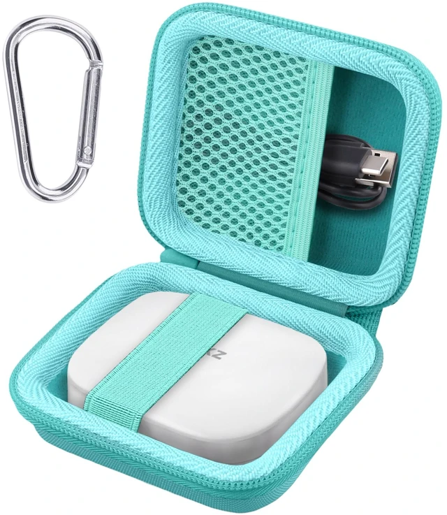 Main image of Hard Case for SHOKZ OpenFit Pro Open-Ear Earbuds, Mint Mesh Accessory Pocket, Charging Cable Storage, Lightweight Design, Carabiner Clip