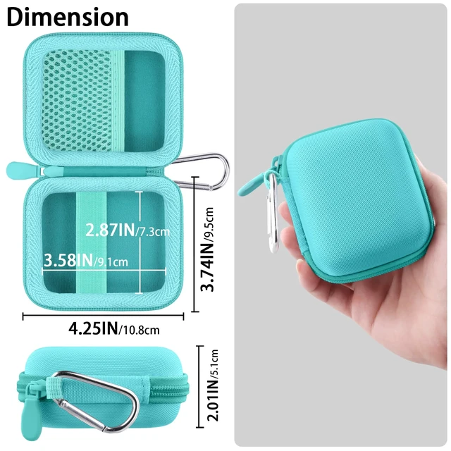 Alt view image 6 of 7 - Hard Case for SHOKZ OpenFit Pro Open-Ear Earbuds, Mint Mesh Accessory Pocket, Charging Cable Storage, Lightweight Design, Carabiner Clip