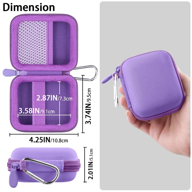 Alt view image 6 of 7 - Hard Case for SHOKZ OpenFit Pro Open-Ear Earbuds, Purple Mesh Accessory Pocket, Charging Cable Storage, Lightweight Design, Carabiner Clip