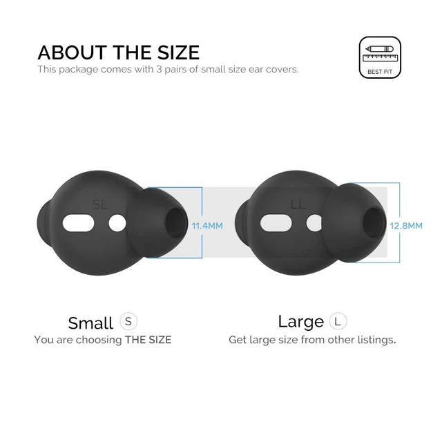 Alt view image 2 of 7 - 3 Pairs AirPods Ear Tips Silicone Earbuds Cover Added Storage Pouch, Noise Reduction, Anti Slip, Secure Fit, Comfortable Silicone Ear Tips Compatible with Apple AirPods