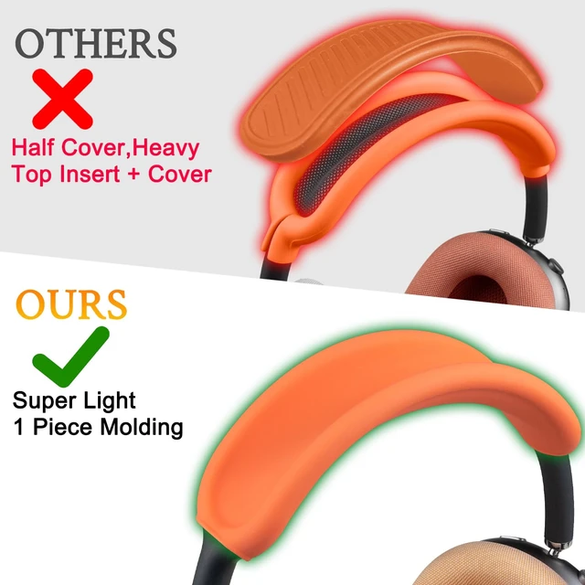 Alt view image 3 of 7 - Upgraded Headband Protector for AirPods Max (USB-C/Lightning), Sweat Proof Full Cover for Gym Workouts, (Easy Disassembly Required) - Orange