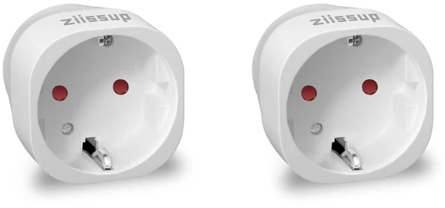 Main image of European to USA Plug Adapter, EU to US Plug Adapter, Europe to USA Travel Converter for Most of Europe EU Spain France Type C/E/F Plugs to US Power Adapter, 2-Packs. White